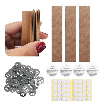 5.1in x 0.76in Wooden Wicks for Candle Making Wide Natural Candle Wood Wicks Candle Cores for DIY Candle Making Craft Wooden Wicks for Candle Making (30 Sets Stickers Included)
