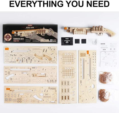 ROKR 3D Wooden Puzzle DIY Building Toys Mechanical Model - Multi-Player Game with Wood Targets &ampRubber Bands Gifts for Adults
