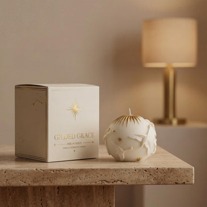 Hand-Painted Swan Ball Candles 7cm Round Soy Wax Scented Decor for Home Decorative Sphere Accent Aesthetic Gift for Women (White Eucalyptus)
