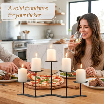 Iron Candle Holder Fireplace: 5 Metal Candelabra Centerpiece Decor - Candle Holder Stand for Candelabra Pillar Candles