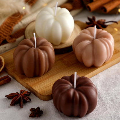 Nuanchu 4 Pcs Thanksgiving Pumpkin Shaped Soy Candles Fall Pumpkin Home Decorations Fall Scented Tealight Handmade Candle Autumn Gift Cinnamon Scent for Autumn Thanksgiving Decor(Maillard)
