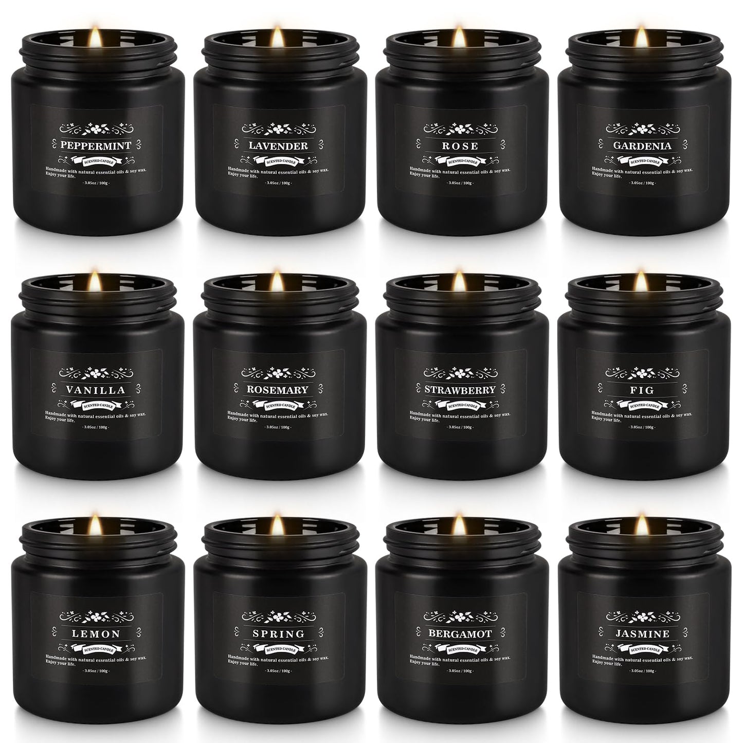 YOROXRG Scented Candles Gifts Set 12 Pack Soy Wax Travel Tin Jar Candles for Home 3.05 OZ for Mom for Christmas, Birthday, Thanksgiving, Mother's Day,Father'Day(Black)