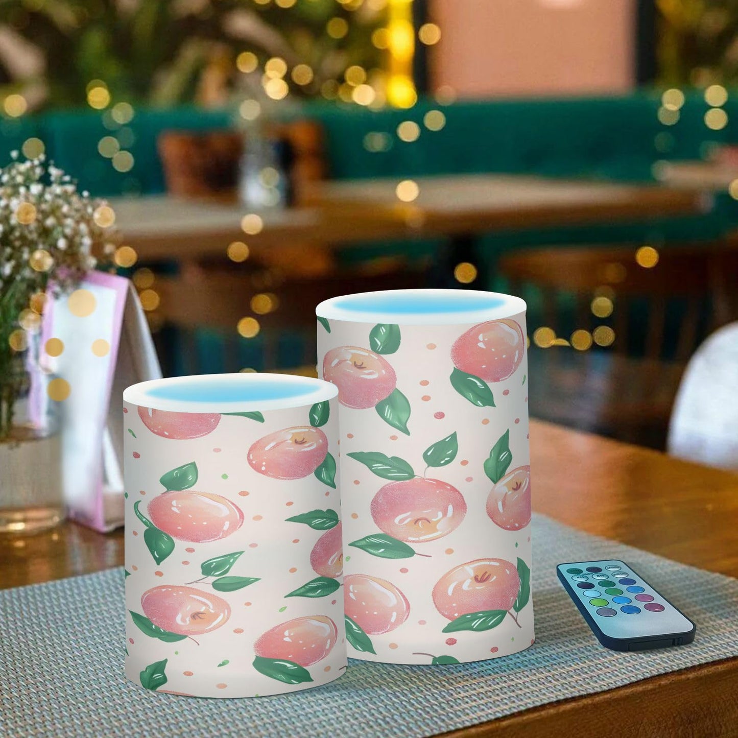 ALAZA Pink Peach Flickering Flameless Candles Battery Operated with Remote Timer,Tea Light Candles LED Pillar Votive Candles Set of 2 for Outdoor Indoor Decorations
