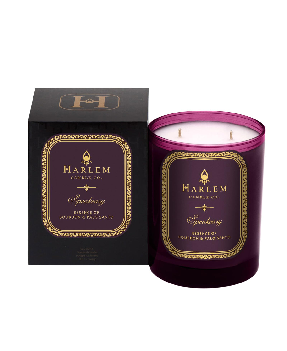 HARLEM CANDLE CO. Speakeasy - Luxury Scented Soy Candle, 11 oz - 80-Hour Burn Time | Palo Santo, Cardamom, Incense, Bourbon, Tobacco and Patchouli | Scented Candles for Home