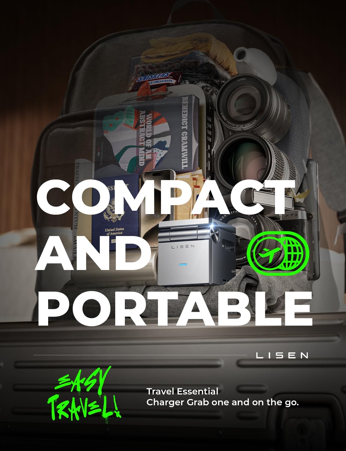 LISEN 3 in 1 Charging Station for Apple, iPhone Charging Cube Station Wireless for Magsafe Charger Stand Cube, Foldable for iPhone 17 16 16e 15 14 13 and Watch Gray