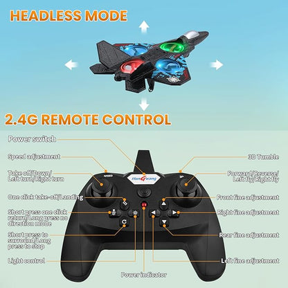 RC Plane 2.4GHz Remote Control Plane L0712 Quadcopter Hovering with Auto Hovering Fighter Aircraft RC Airplane RTF for Beginner Kids and Adults3D Flip Airplane Toy with Colored Lights USB Charging