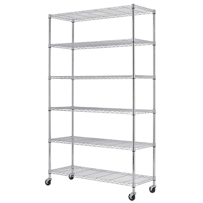 BestMassage 82"x45"x18" 6 Tire Wire Shelving Unit NSF Storage Shelves Large Heavy Duty Metal Shelf Organizer Height Adjustable Commercial Grade Steel Rack 2100 LBS Capacity with Wheels (Chrome)