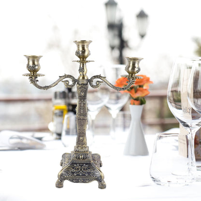 HKINBAS Craft Collection Fit for Metal Arms Candelabra European Style Retro Candlestick Holder Romantic Candle Holder Decoration for Wedding Dinner Party Decoration (Bronze Three Heads)