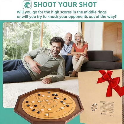 Crokinole and Checkers 27-Inch Classic Crokinole Board Game with 22 Playing Surface Canadian Heritage Tabletop Game for Two Players Dexterity Krokinole Games Great for Families and Friends