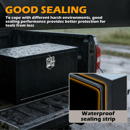 27 Inch Underbody Truck Tool Box, Heavy Duty Steel Underbody Toolbox with T-Handle Lock & Weatherproof Seal, Black Truck Trailer Tool Box for Pickup, Semi Truck, RV, Flatbed, Tractor (27×10×11)