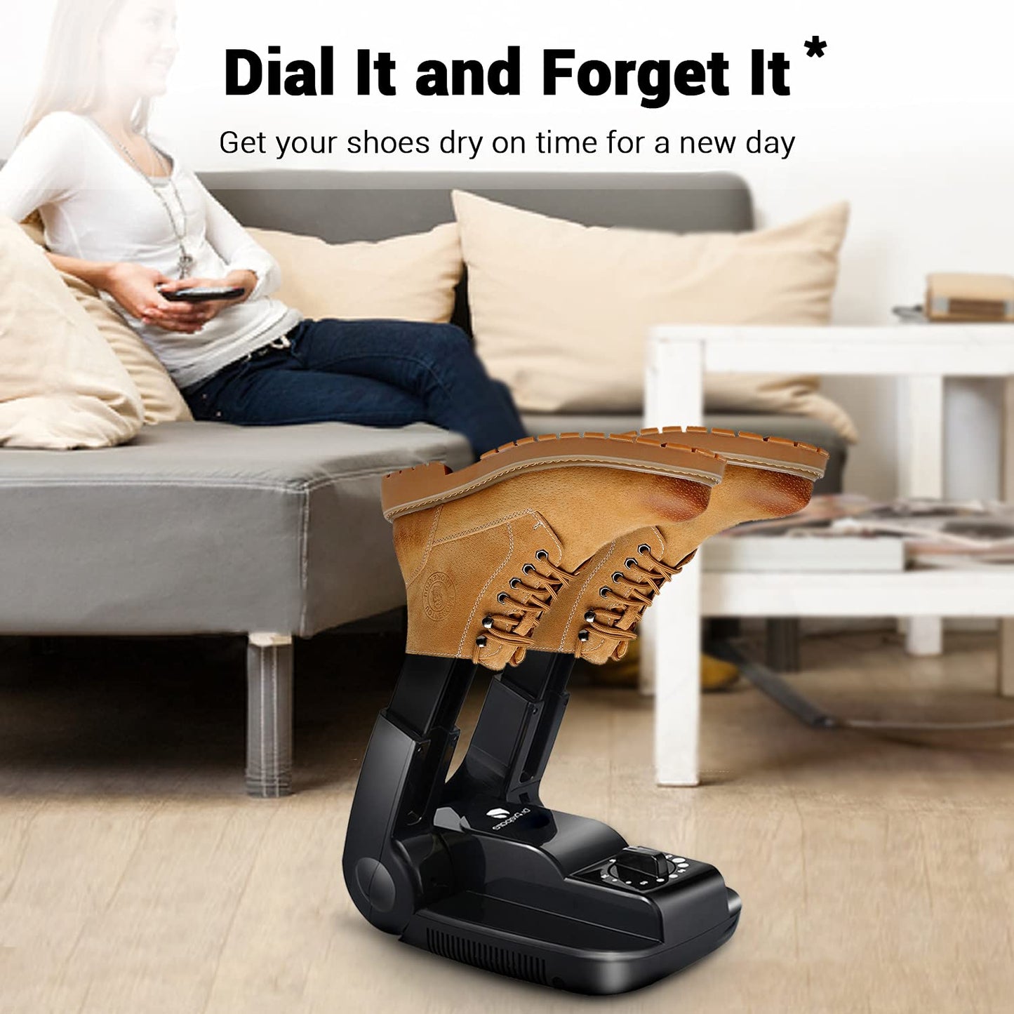 Dr. Prepare Boot Dryer Shoe Dryer, Glove Dryer & Boot Warmer with Heat Blower, Portable Adjustable Rack and Timer, Folding Design & Quick Drying for Shoes, Gloves, Hats, Socks, Ski Boots