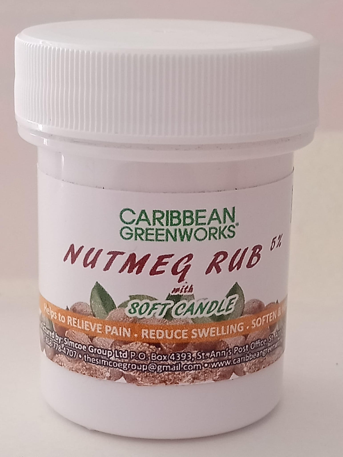 Caribbean Greenworks Soft Candle Grease with Nutmeg, White Candle