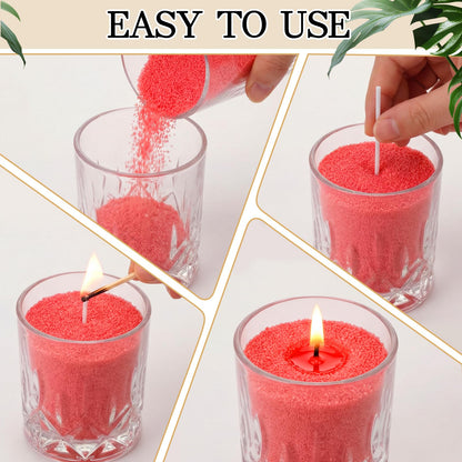 MTLEE Candle Sand 3.3 lb DIY Pearled Candle Making Kit Included 20 Pcs Wicks and Refillable Beaded Wax Sand Beaded Wax Gift with Wicks Self Extinguish for Home Wedding Party Women (Red)