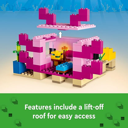 LEGO Minecraft The Axolotl House 21247 Building Toy Set Creative Adventures at a Colorful Underwater Base Includes a Diver Explorer Dolphin Drowned and More Minecraft Toy for 7 Year Old Kids