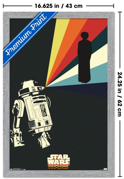 Trends International Star Wars: Saga - R2D2 Projection Wall Poster, 22.4L x 14.7W, Gray Framed Version