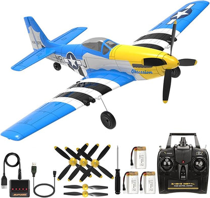 Remote Control Airplane for Adults P51 Mustang 4 Channel RC Plane with 6-Axis Gyro Aerobatic WW2 Warbird Fighter Glider Park Flyer Gift