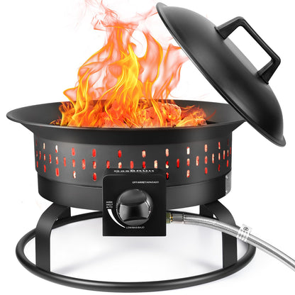 GasBRUH 19″ Outdoor Portable Propane Fire Pit with Cover&Carry Kit,Outdoor Fireplace,60,000 BTU Camping Propane Firepit,Portable Gas Fire Pits for Outside Patio,Camping,RV,Smokeless Gas Firebowl