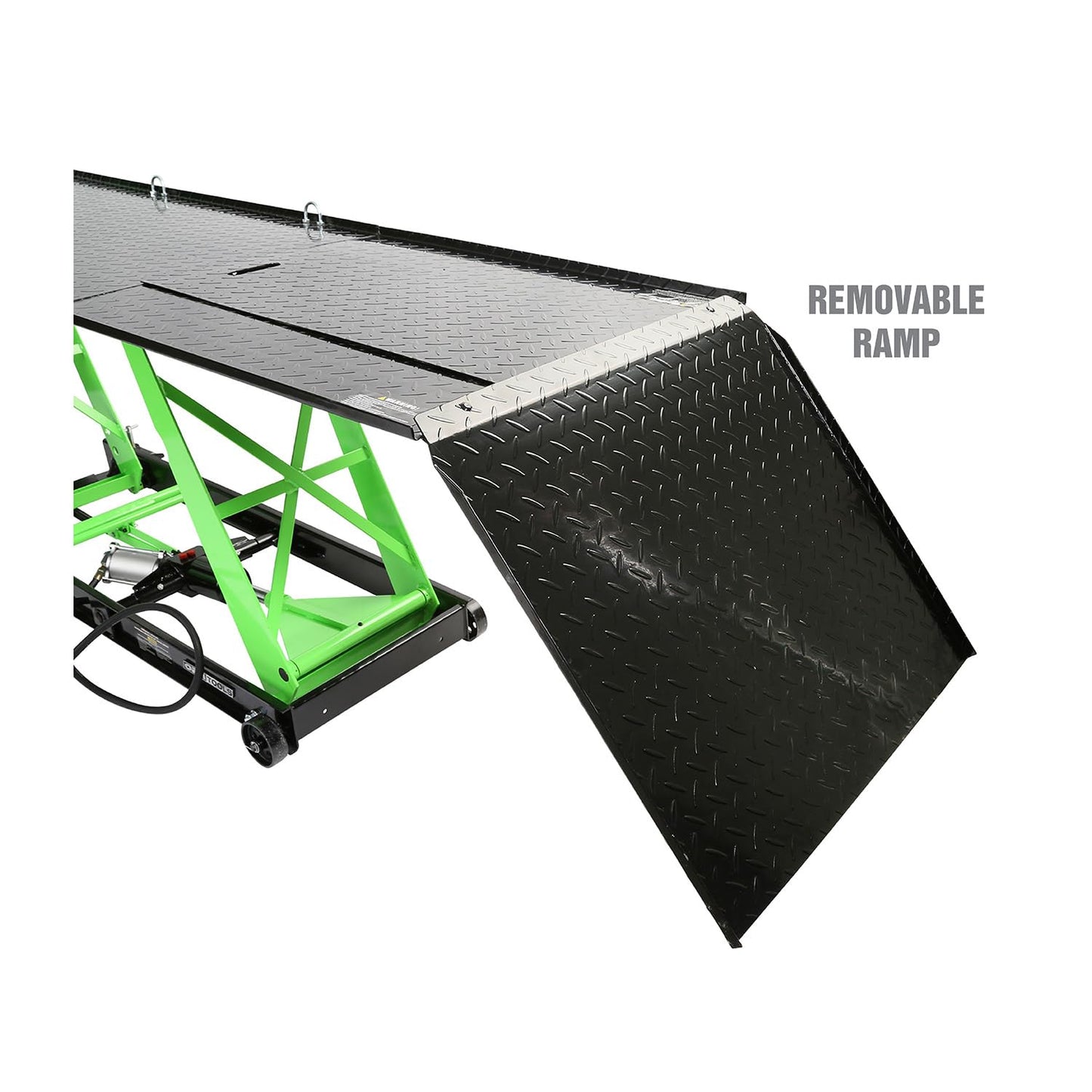 OEMTOOLS 24859 Air Hydraulic Motorcycle Lift, 1000 Lb. Capacity Mobile ATV/Motorcycle Lift Table, Heavy Duty Manual/Pneumatic Jack with Removable Ramp