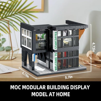City Coffee House Architecture Building Blocks Set for Adults Street View Modern Cafe Shop Building Construction Toy with Light Christmas Birthday Gift for Kids Boys Girls 6-12 (581 PCS)
