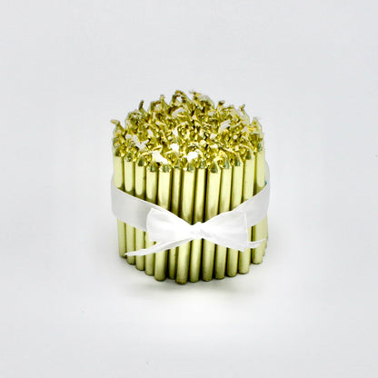 Celebration Stadium Tall Gold Birthday Candles for Cake and Table Decorations, Perfect for Milestone Special Day, Elegant Gold Birthday Candles, Ideal for Celebrations, 100 Pieces, 3.25 Inches