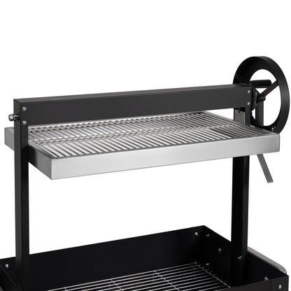 KoolMore 50 in. Charcoal BBQ Grill, Argentine Style Outdoor Grill with Adjustable Grate, Heavy Duty Barbecue Grill, Black