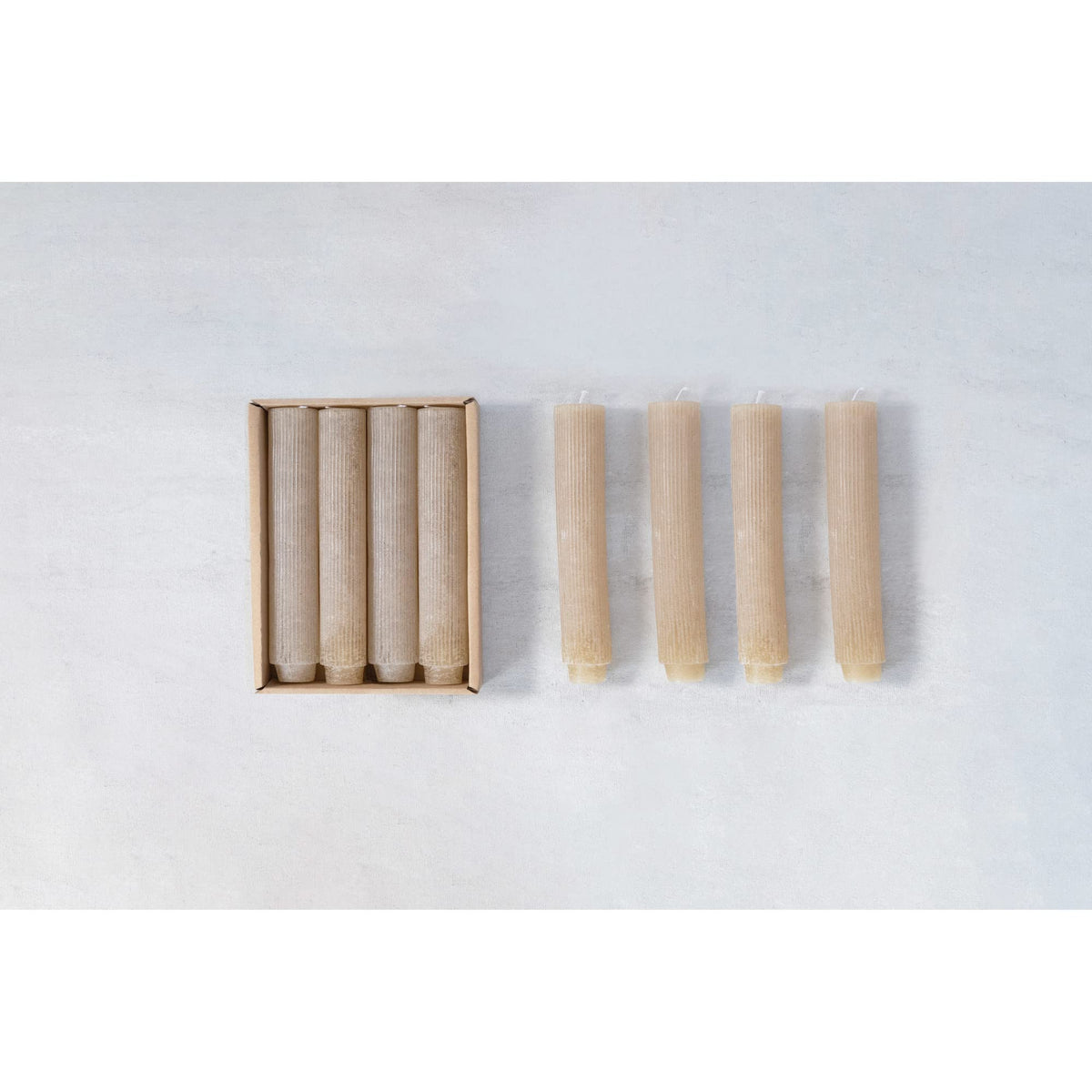 Creative Co-Op Unscented Pleated Taper Candles in Box, Set of 12