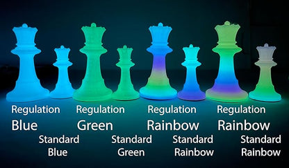 Dam Merch's LED Illuminated Glow in The Dark Chess Set - Made in USA (Regulation Dualing Rainbow)