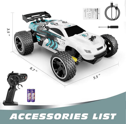 Tecnock RC Cars Remote Control Car for Kids 1:18 Scale 20 KM/H 2WD Offroad Buggy 2.4GHz RC Racing Car with USB-C Easy Charging &amp 50 Mins Playtime Toys Gifts for Boys &amp Girls