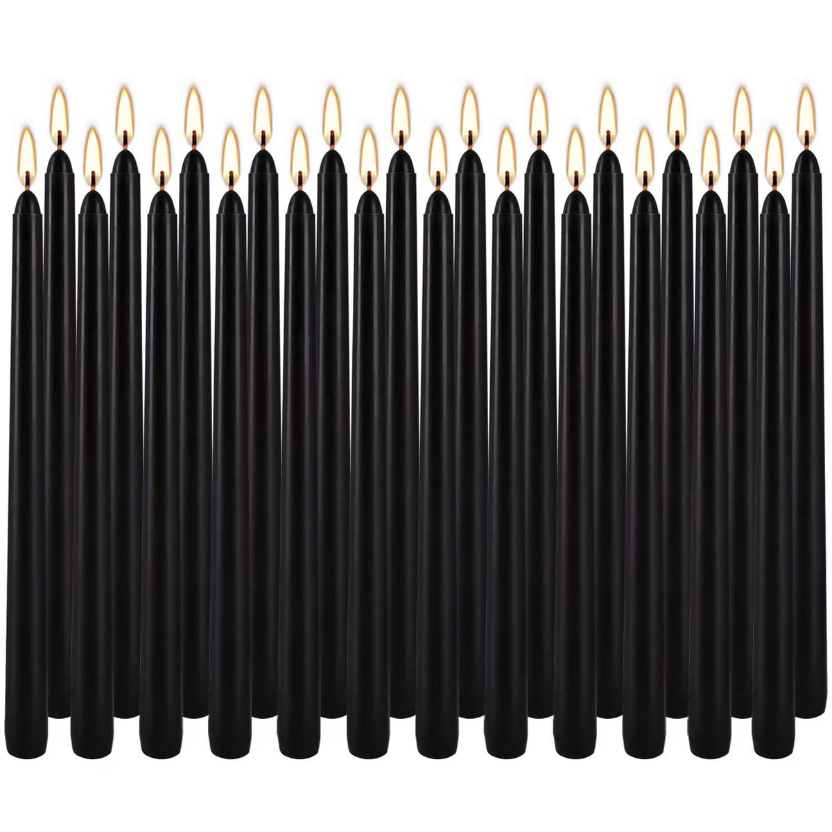 YOROXRG 24 Pack Black Taper Candles, 7-8 Hours Burn Time, Unscented, Smokeless and Dripless, 0.75 x 10 Inch Dinner Candle Set for Halloween, Household, Wedding, Party and Home Décor Candlesticks