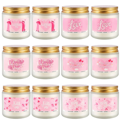 Set of 12 Valentines Scented Candles -3.5oz Romantic Candle Gifts,Wife, Girlfriend,Wedding Day,Anniversary, Long Lasting Soy Candles