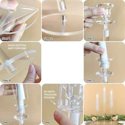2/4PCS Candle Holder - Candelabra, 3/5 Arms Clear Candelabra Centerpieces for Wedding, Acrylic Candle Holder, Taper Candlesticks Candle Holders, with Acrylic Shade(5 Arm 1)