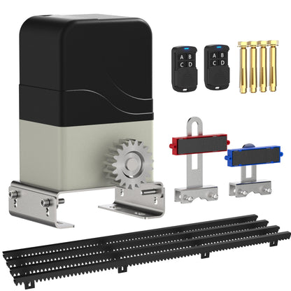 Blütezeit MJ-300 Sliding Gate Opener with 13.12ft Nylon Gear Racks – 900lb Lightweight Gate Motor, Quiet Rack Drive, Remote Controls & Auto-Close Function