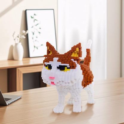 Cat Micro Building Blocks Set Animal Yellow Cat DIY Mini 3D Building Toy Bricks Kit Gift for Adults and Kids4800 Pieces
