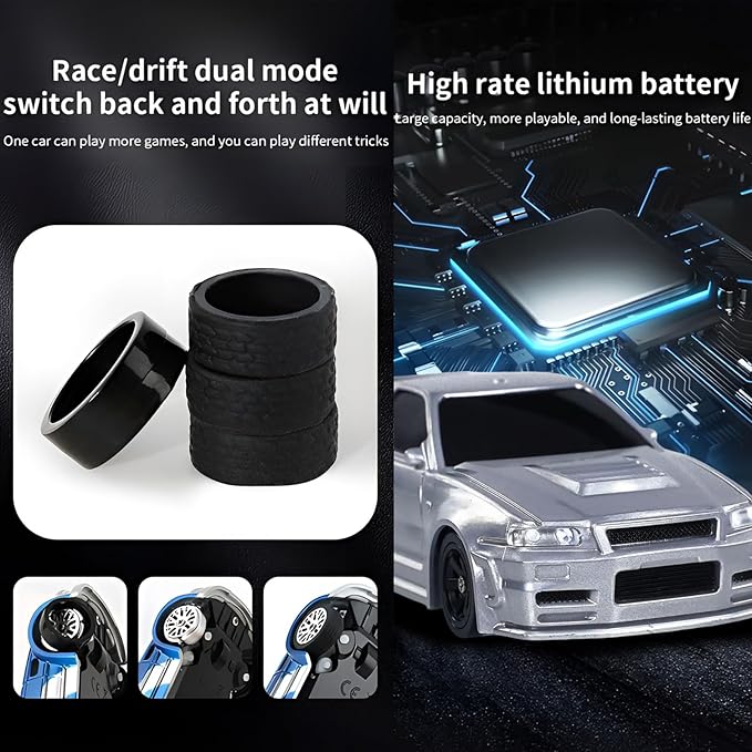 Remote Control Car 2.4GHz High Speed 15KM/H RC Cars Toys1/43 Scale Mini RC Drift Car RTR Mini Racing Vehicle for Adults - Indoor/Outdoor Use (4304 1Battery Box)
