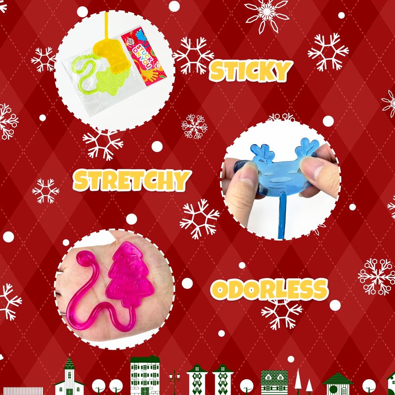Christmas Sticky Hands Party Favors for Kids 20-100 PCS, Xmas Toys Gifts Goody Bag Stocking Stuffers for Toddlers, Christmas Pinata Non Candy Treat Bag Filler, Holiday School Prize Trinket for Student