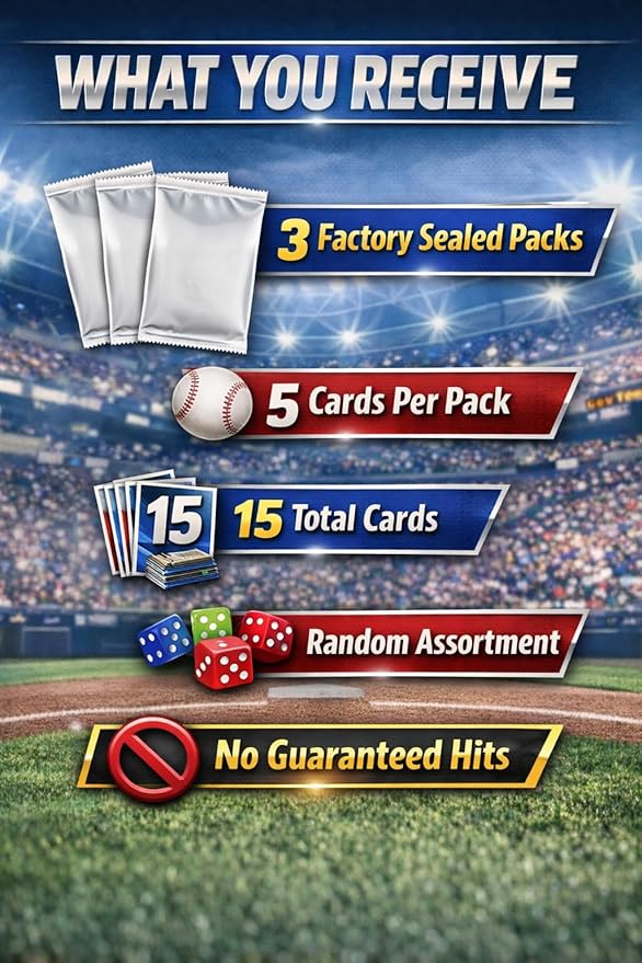Topps 2025 Bowman Chrome Baseball MLB Trading Cards – 3 Pack Bundle (2 Bowman Chrome Packs + 1 Exclusive Mega Chrome Pack) – 15 Cards Total
