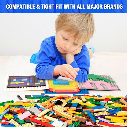 1200 Pieces Flat Pieces 9 Sizes Classic Moc Parts and Pieces Tiles Expansion Set - Compatible with All Major Brands Building Bricks Bulks for Smooth Surface Transparent Blue
