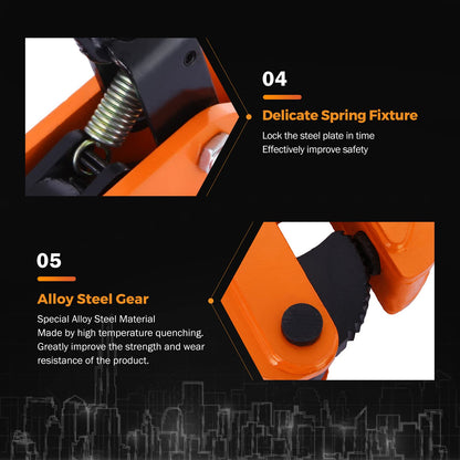 BEAMNOVA 2 Ton 4400 lbs Vertical Plate Lifting Clamp Sheet Metal Lifting Clamp Metal Steel Plate Lifting Clamps Lifters Heavy Duty Orange