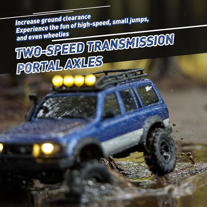 FCX18 FMS RC Crawler Toyota Cruiser 1/18 LC80 Offroad Trucks 4X4 RC Rock Crawler with Portal Axles LED Lights for Adults (Yellow)