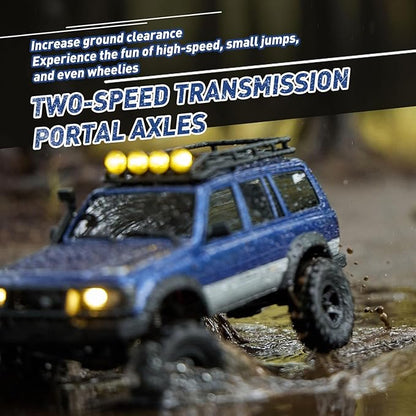 FCX18 FMS RC Crawler Toyota Cruiser 1/18 LC80 Offroad Trucks 4X4 RC Rock Crawler with Portal Axles LED Lights for Adults (Yellow)