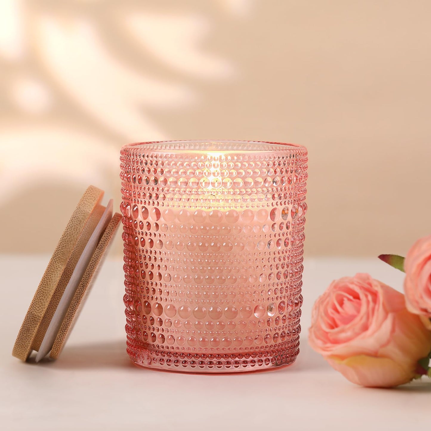 DARJEN Rose Scented Candles for Home- 6.3oz 42H Natural Soy Wax Aromatherapy Jar Candlet, Decorative Aesthetic Candles for Master Bedroom, Date Nights, Self-Care Sunday, Luxury Gift for Women