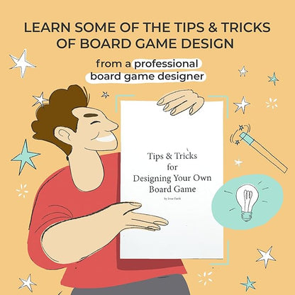 DIY Board Game Kit - Make Your Own Board Game Kit with Double-Sided Blank Game Board Blank Box Game Pieces and Accessories