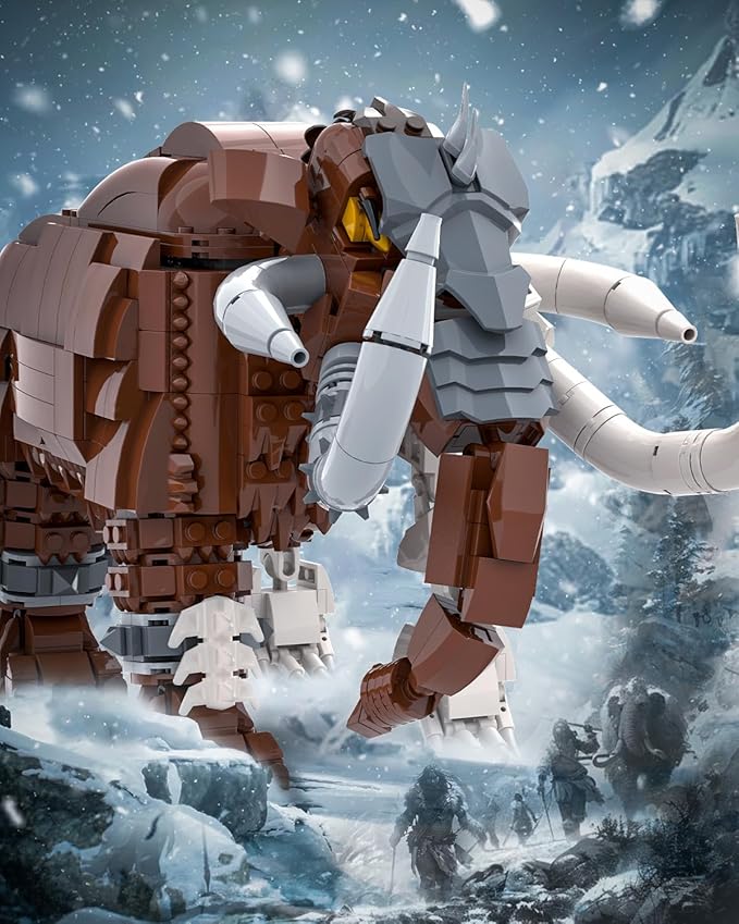 Huge Mammoth Fossil Building Kit with Habitat Base Elephant Crossing Toys Compatible with Lego Animal Dinosaur SetsBirthday Gift for Adults &amp Kids Aged 14+ 1310 PCS