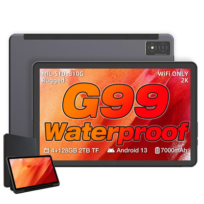 AGM PAD P1 Rugged Android Tablet with Case, 10.36-inch 120Hz FHD 2K Display, Waterproof & Drop-Proof & Dustproof, MTK G99, Android 13.0, Dual Box Stereo Speakers, 7000mAh, 4GB+128GB[TF 2TB], GPS, WiFi