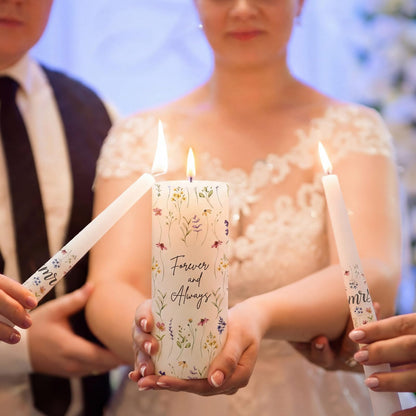 Irenare Unity Candles with Holder for Wedding Ceremony Unity Candle Set Wedding Table Decorations Accessories for Formal Events Church (Wildflower)