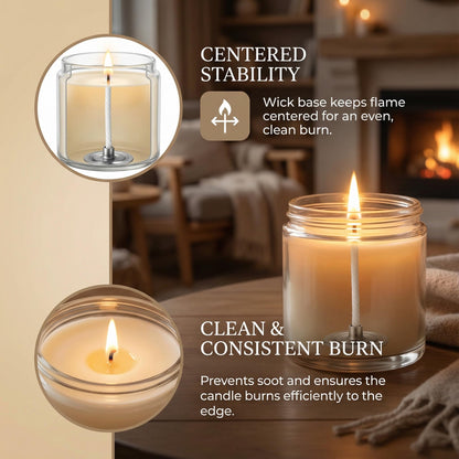 YOIASUGH 200pcs Cotton Candle Wicks,Low Smoke 6" Pre-Waxed & 100% Natural Core,DIY Pre-Waxed Cotton Wick with Base