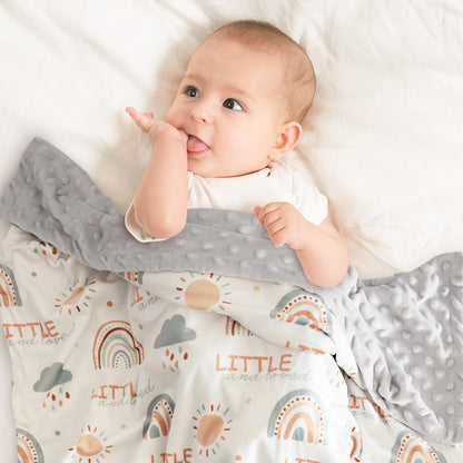 CIVARUA KIDS Baby Blankets for Unisex Boys Girls - Super Soft Clouds Rainbow Nursery Minky Blankets, 30 x 40 Inch Dotted Fleece Backing, Printed Bed Throws Newborn