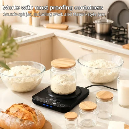 MADCKDEDRT Sourdough Starter Warmer Mat - 12H Timer & Precise 1°F Thermostat (70-100°F) - Auto On/Off -Sourdough Heater for Home Baking & Consistent Fermentation (Black)