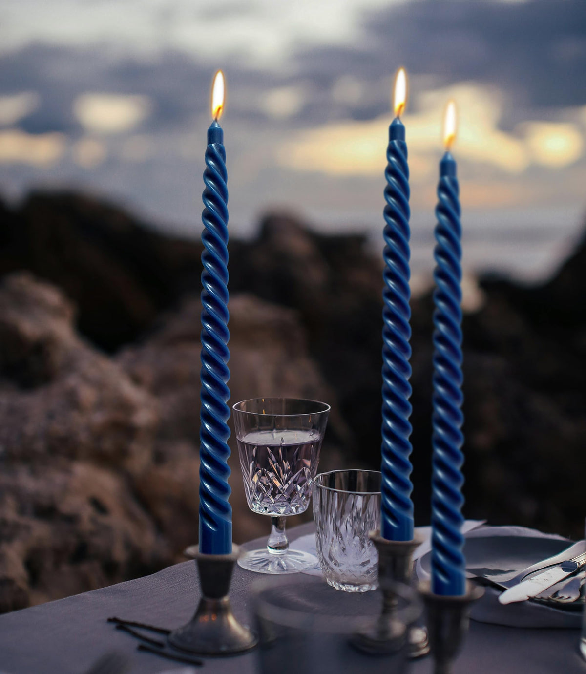10 Inch Navy Blue Taper Candle Set, 10 Pack Unscented Dripless Candlesticks for Family Dinner Parties Home Decoration Picnic