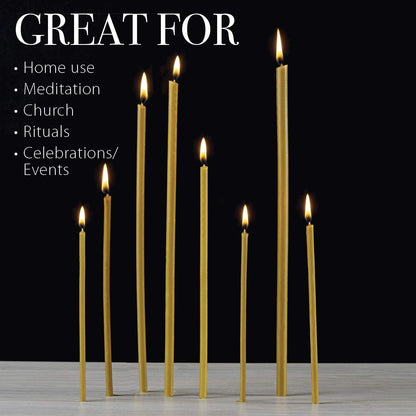 Danilovo Pure Beeswax Candles - Honey-Scented, Decorative Thin Taper Candles - Ideal for Birthday Decoration or Church Prayers - Drip Free, Tall & Smokeless Pack of 300 pcs, 7.3 x 0.24 inch